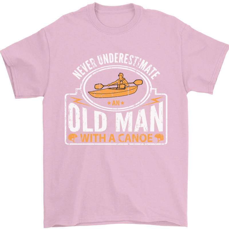 An Old Man With a Canoe Canoeing Funny Mens T-Shirt Cotton Gildan Light Pink