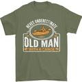 An Old Man With a Canoe Canoeing Funny Mens T-Shirt Cotton Gildan Military Green