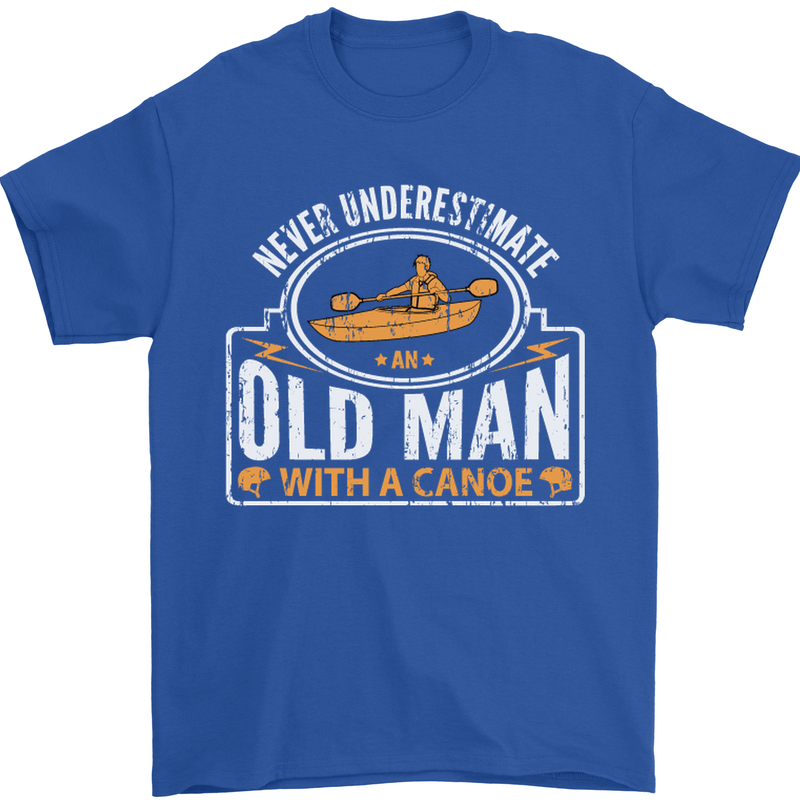 An Old Man With a Canoe Canoeing Funny Mens T-Shirt Cotton Gildan Royal Blue
