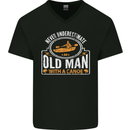 An Old Man With a Canoe Canoeing Funny Mens V-Neck Cotton T-Shirt Black