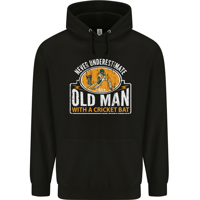 An Old Man With a Cricket Bat Cricketer Mens 80% Cotton Hoodie Black