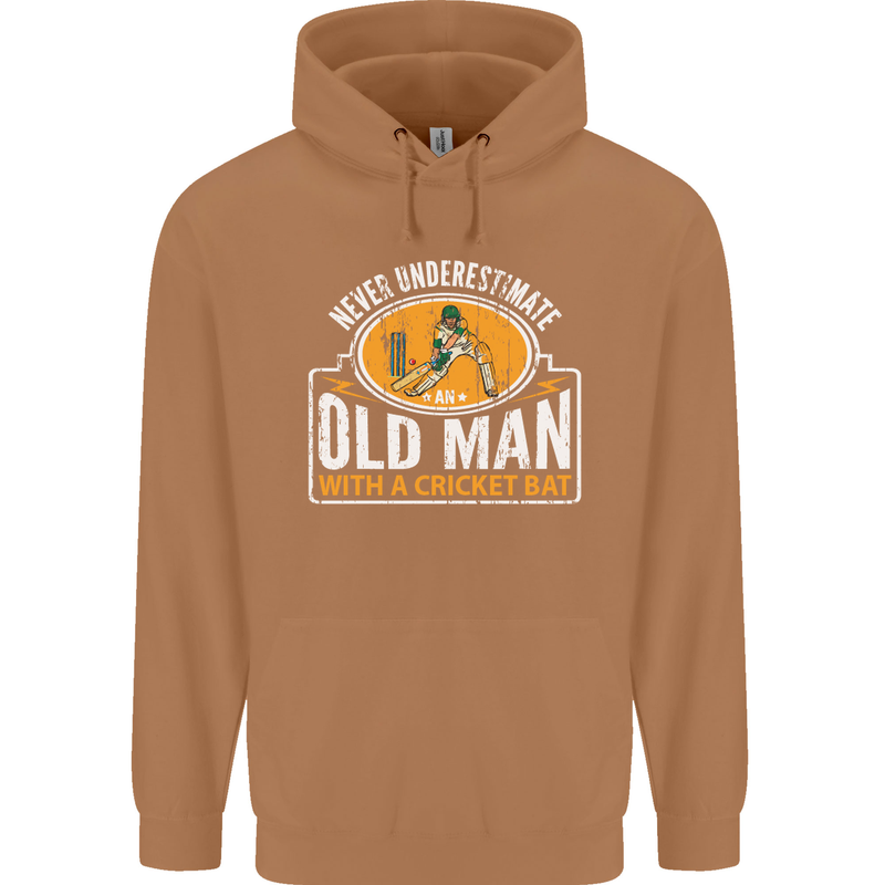 An Old Man With a Cricket Bat Cricketer Mens 80% Cotton Hoodie Caramel Latte