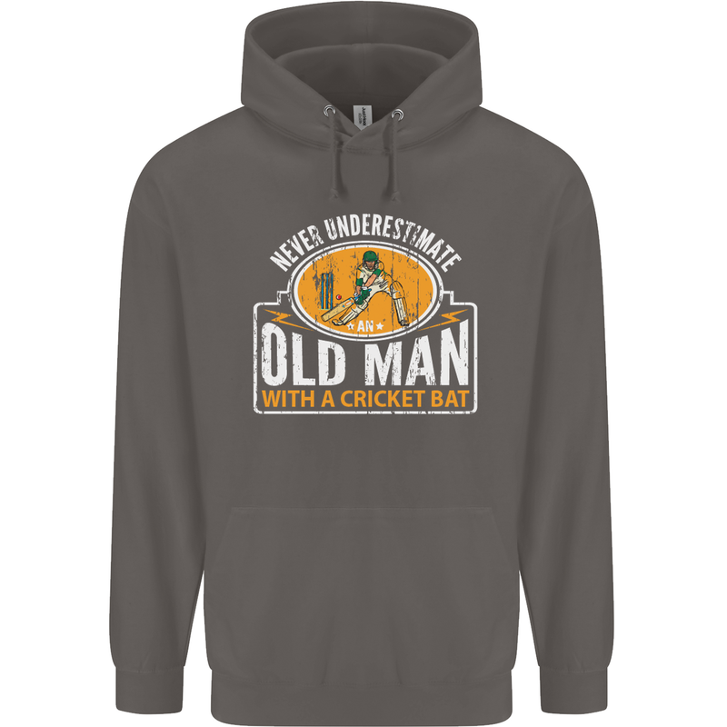 An Old Man With a Cricket Bat Cricketer Mens 80% Cotton Hoodie Charcoal