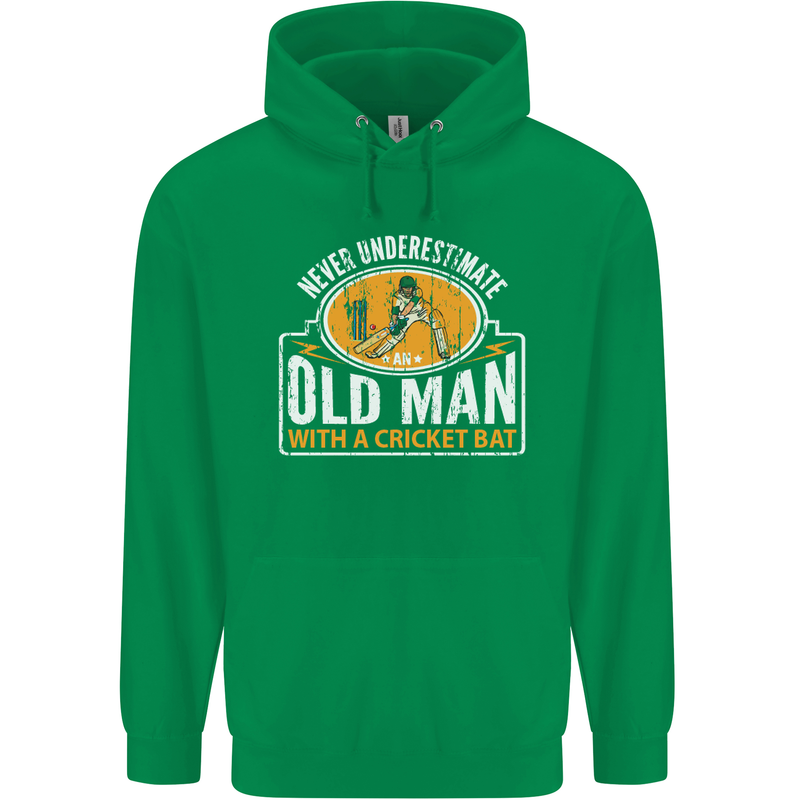 An Old Man With a Cricket Bat Cricketer Mens 80% Cotton Hoodie Irish Green