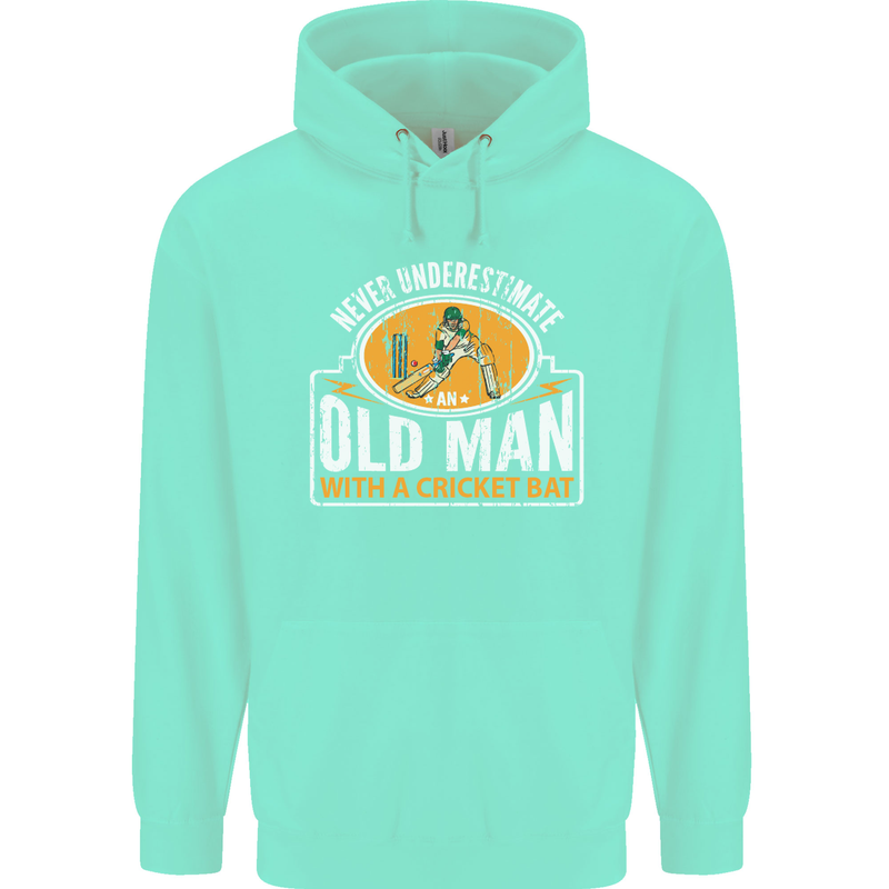 An Old Man With a Cricket Bat Cricketer Mens 80% Cotton Hoodie Peppermint