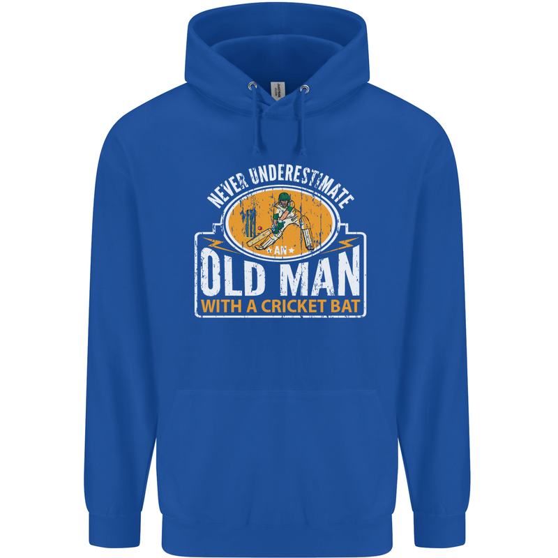 An Old Man With a Cricket Bat Cricketer Mens 80% Cotton Hoodie Royal Blue