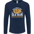 An Old Man With a Cricket Bat Cricketer Mens Long Sleeve T-Shirt Navy Blue