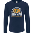 An Old Man With a Cricket Bat Cricketer Mens Long Sleeve T-Shirt Navy Blue