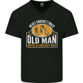 An Old Man With a Cricket Bat Cricketer Mens V-Neck Cotton T-Shirt Black