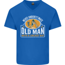 An Old Man With a Cricket Bat Cricketer Mens V-Neck Cotton T-Shirt Royal Blue