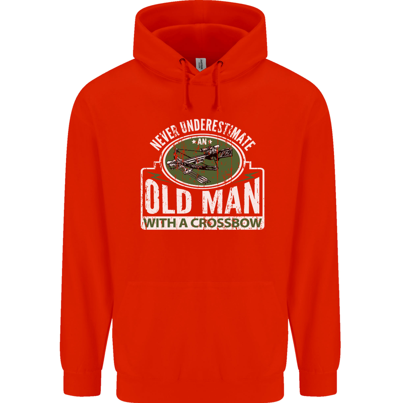 An Old Man With a Crossbow Funny Mens 80% Cotton Hoodie Bright Red