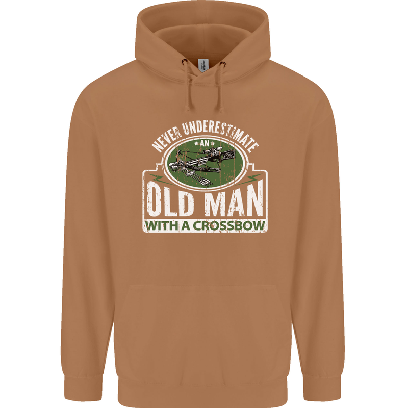 An Old Man With a Crossbow Funny Mens 80% Cotton Hoodie Caramel Latte