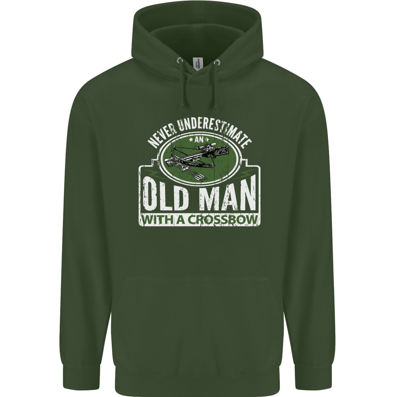 An Old Man With a Crossbow Funny Mens 80% Cotton Hoodie Forest Green