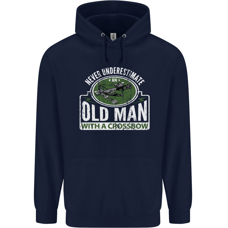 An Old Man With a Crossbow Funny Mens 80% Cotton Hoodie Navy Blue