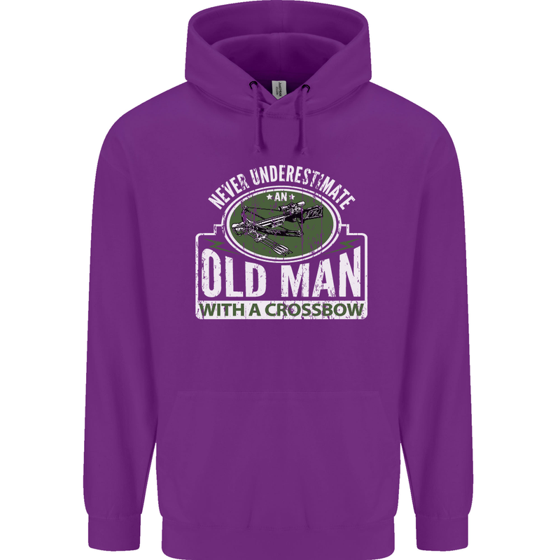 An Old Man With a Crossbow Funny Mens 80% Cotton Hoodie Purple