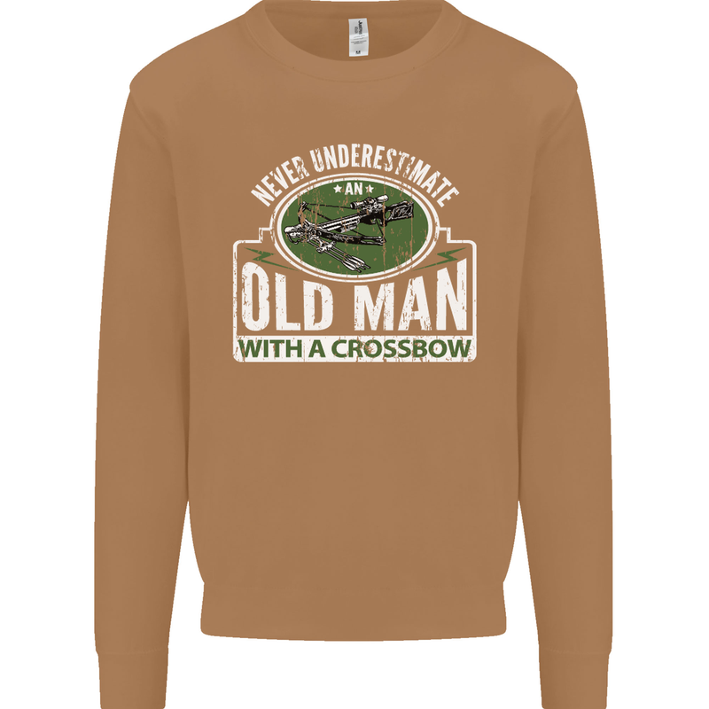 An Old Man With a Crossbow Funny Mens Sweatshirt Jumper Caramel Latte