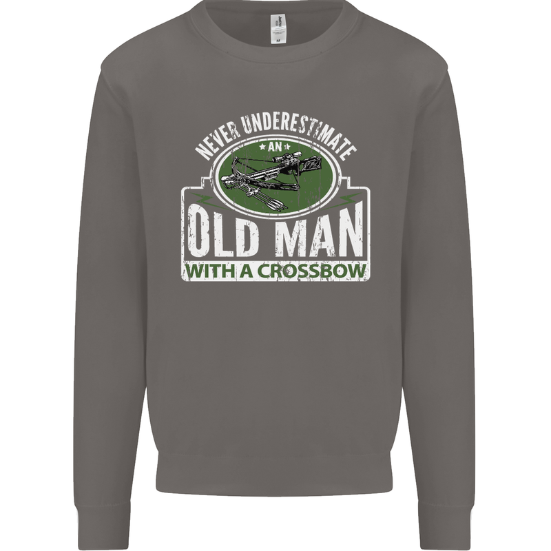 An Old Man With a Crossbow Funny Mens Sweatshirt Jumper Charcoal