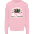 An Old Man With a Crossbow Funny Mens Sweatshirt Jumper Light Pink