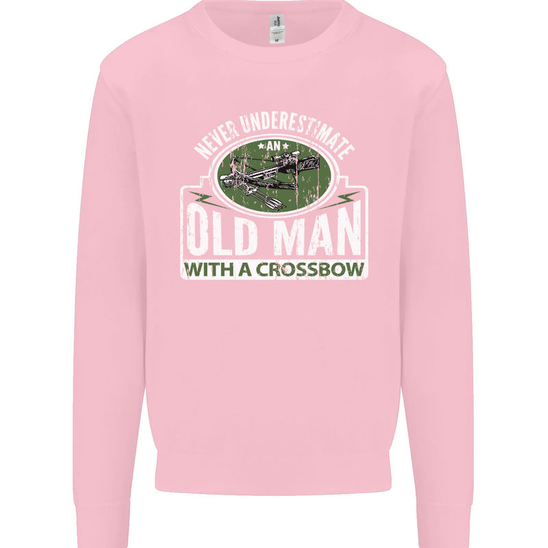An Old Man With a Crossbow Funny Mens Sweatshirt Jumper Light Pink