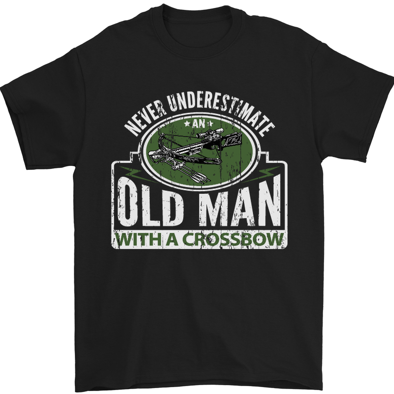 An Old Man With a Crossbow Funny Mens T-Shirt Cotton Gildan Black