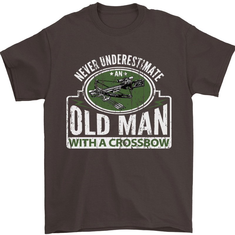 An Old Man With a Crossbow Funny Mens T-Shirt Cotton Gildan Dark Chocolate