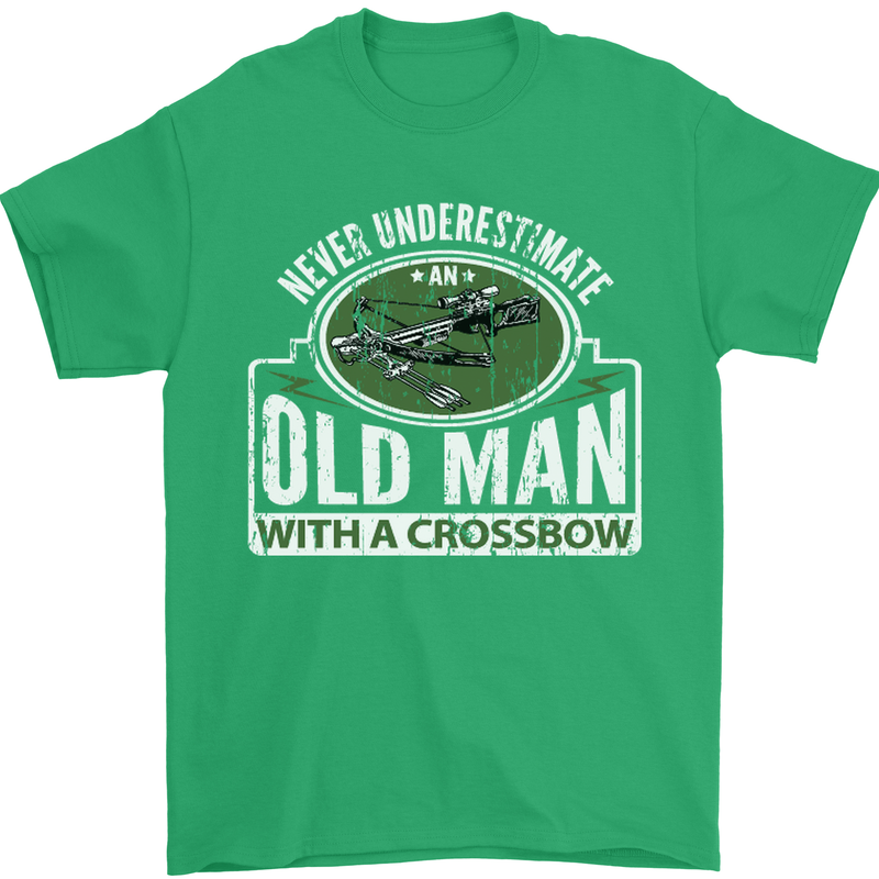 An Old Man With a Crossbow Funny Mens T-Shirt Cotton Gildan Irish Green