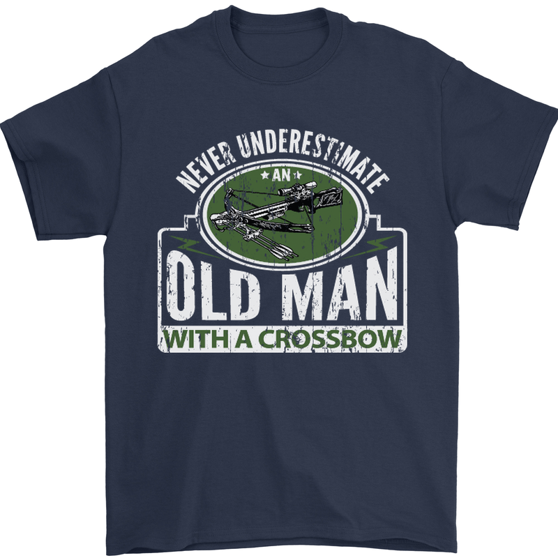 An Old Man With a Crossbow Funny Mens T-Shirt Cotton Gildan Navy Blue