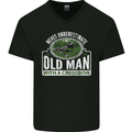 An Old Man With a Crossbow Funny Mens V-Neck Cotton T-Shirt Black