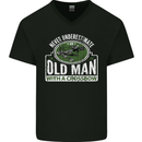An Old Man With a Crossbow Funny Mens V-Neck Cotton T-Shirt Black
