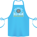 An Old Man With a Dart Board Funny Player Cotton Apron 100% Organic Turquoise