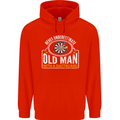 An Old Man With a Dart Board Funny Player Mens 80% Cotton Hoodie Bright Red