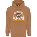 An Old Man With a Dart Board Funny Player Mens 80% Cotton Hoodie Caramel Latte