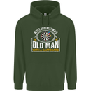 An Old Man With a Dart Board Funny Player Mens 80% Cotton Hoodie Forest Green