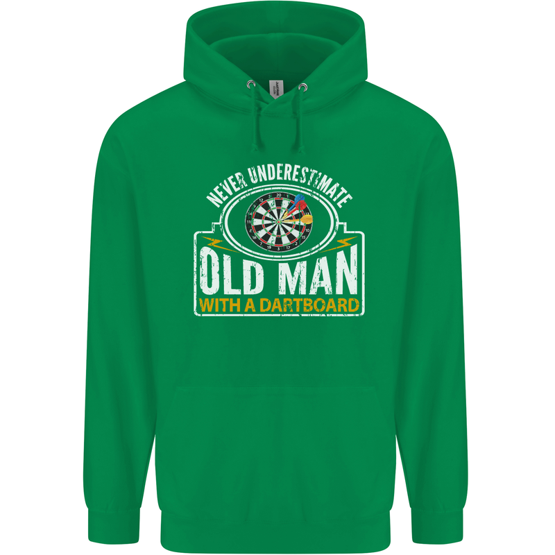 An Old Man With a Dart Board Funny Player Mens 80% Cotton Hoodie Irish Green