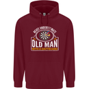 An Old Man With a Dart Board Funny Player Mens 80% Cotton Hoodie Maroon