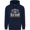 An Old Man With a Dart Board Funny Player Mens 80% Cotton Hoodie Navy Blue