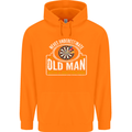 An Old Man With a Dart Board Funny Player Mens 80% Cotton Hoodie Orange