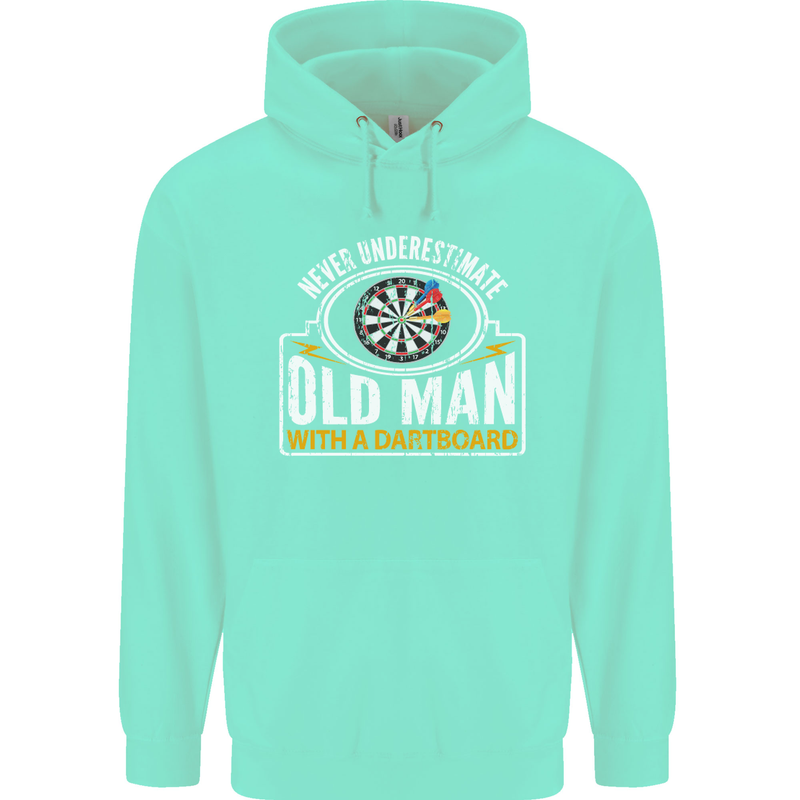 An Old Man With a Dart Board Funny Player Mens 80% Cotton Hoodie Peppermint