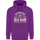 An Old Man With a Dart Board Funny Player Mens 80% Cotton Hoodie Purple