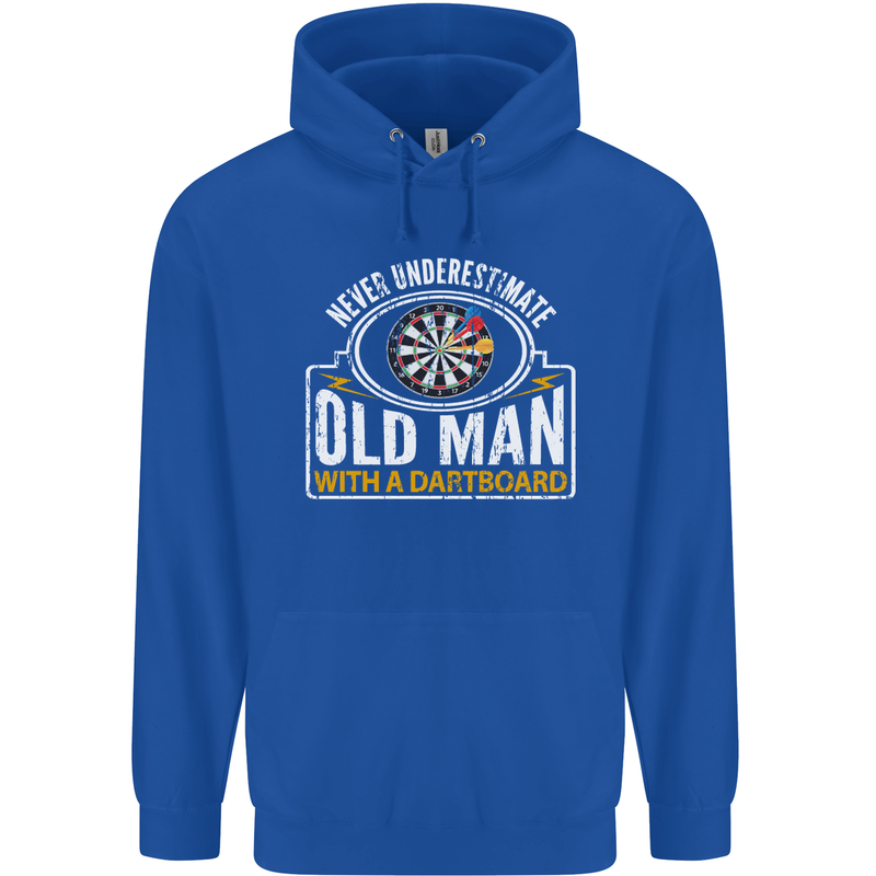 An Old Man With a Dart Board Funny Player Mens 80% Cotton Hoodie Royal Blue