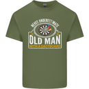 An Old Man With a Dart Board Funny Player Mens Cotton T-Shirt Tee Top Military Green