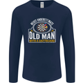 An Old Man With a Dart Board Funny Player Mens Long Sleeve T-Shirt Navy Blue