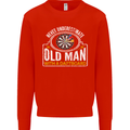 An Old Man With a Dart Board Funny Player Mens Sweatshirt Jumper Bright Red
