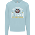 An Old Man With a Dart Board Funny Player Mens Sweatshirt Jumper Light Blue