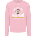 An Old Man With a Dart Board Funny Player Mens Sweatshirt Jumper Light Pink