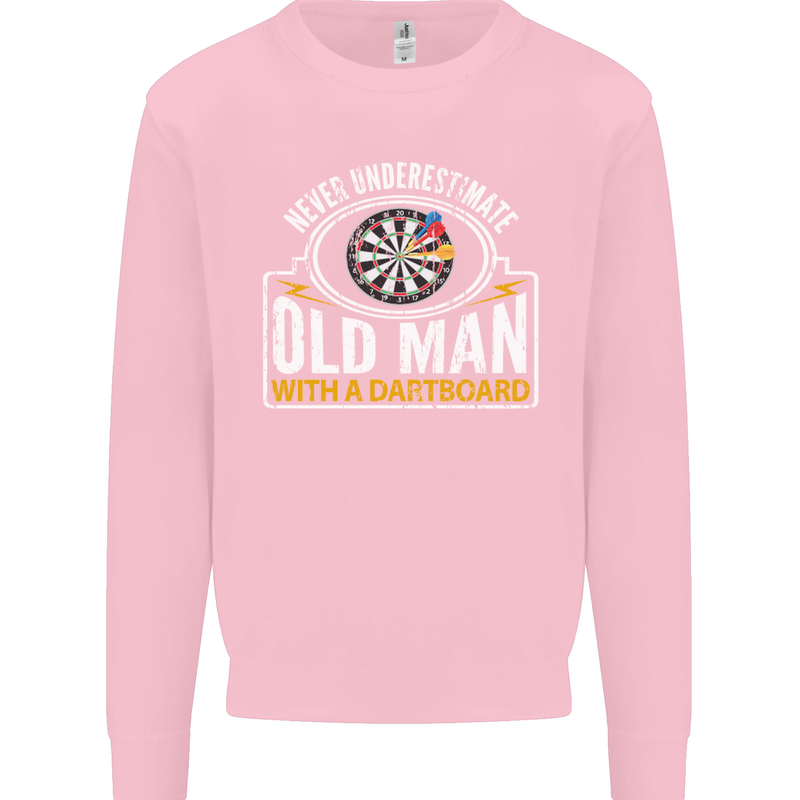An Old Man With a Dart Board Funny Player Mens Sweatshirt Jumper Light Pink