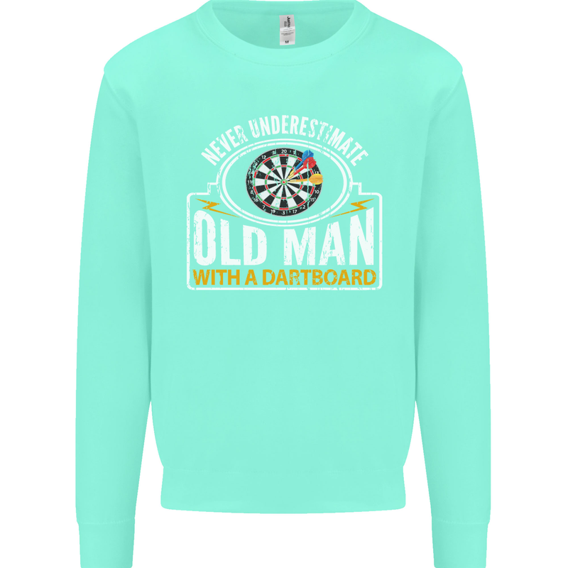 An Old Man With a Dart Board Funny Player Mens Sweatshirt Jumper Peppermint