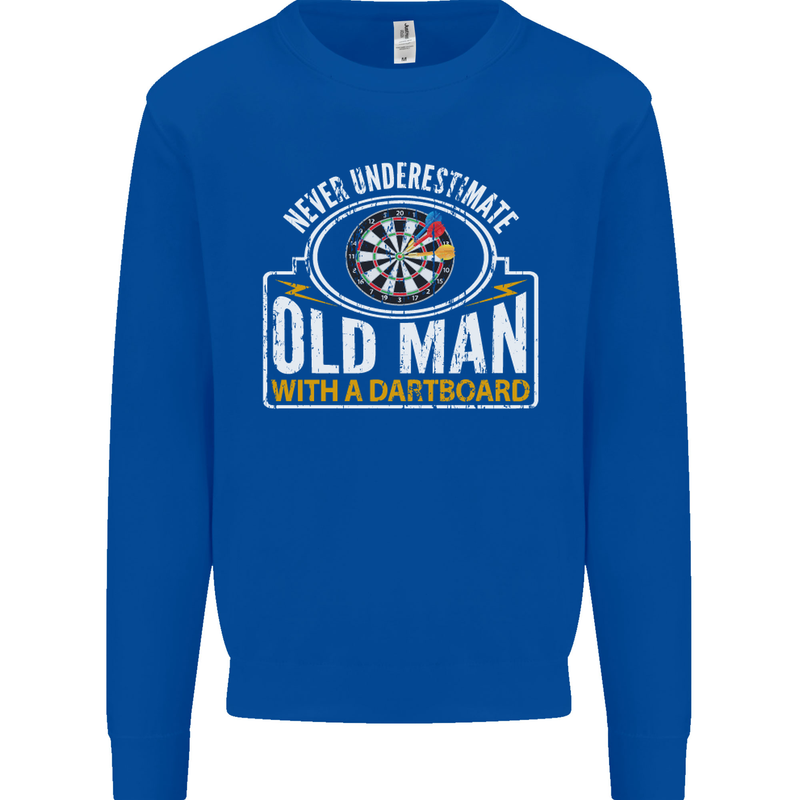 An Old Man With a Dart Board Funny Player Mens Sweatshirt Jumper Royal Blue