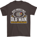 An Old Man With a Dart Board Funny Player Mens T-Shirt Cotton Gildan Dark Chocolate