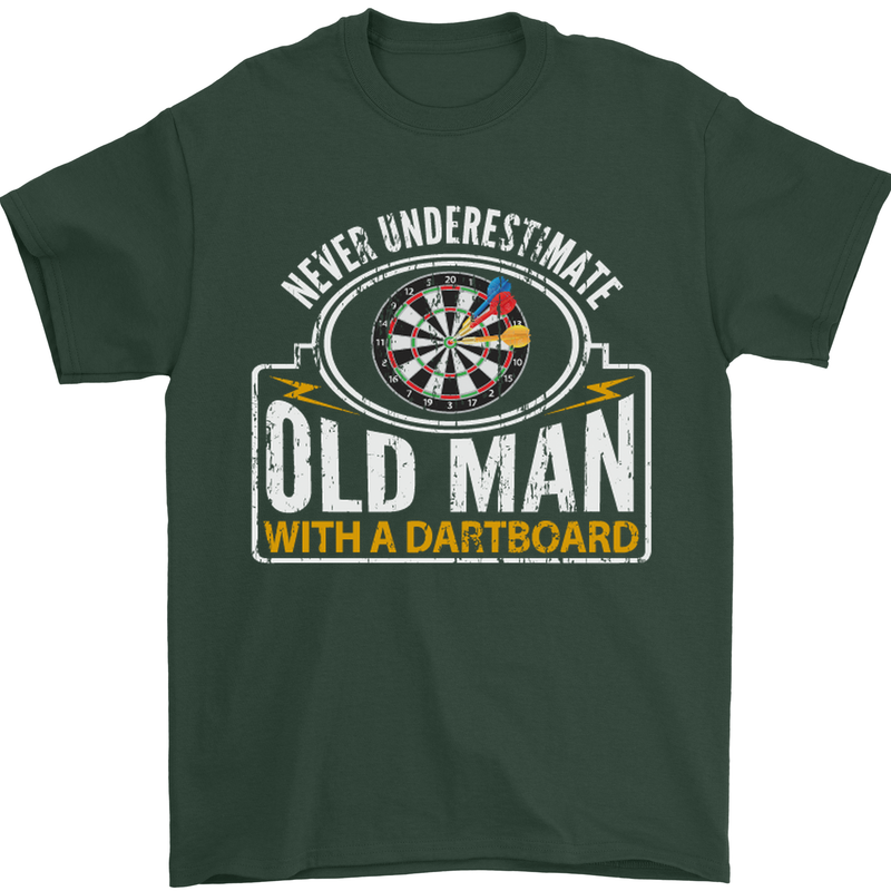 An Old Man With a Dart Board Funny Player Mens T-Shirt Cotton Gildan Forest Green